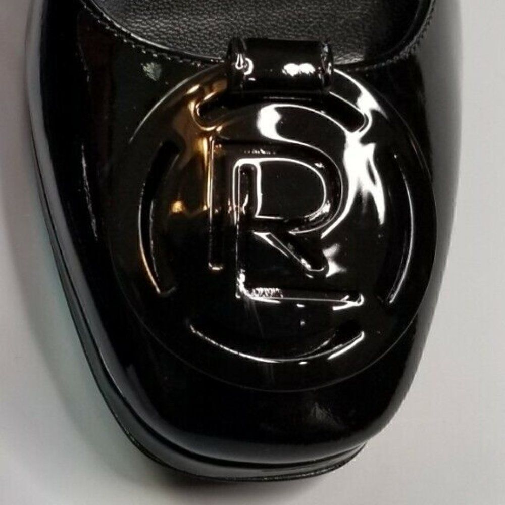 Ralph Lauren Spring ‘14 Tella Black Patent Leather Medallion Vamp Patform Pump